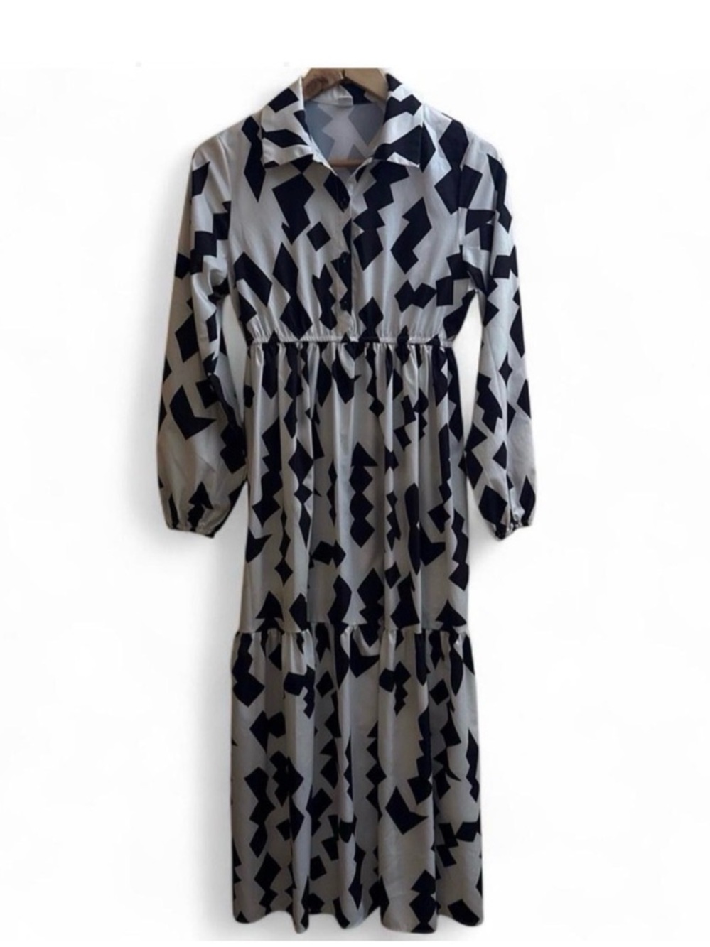 SHEIN Black & White Geometric Maxi Dress Fits women XS